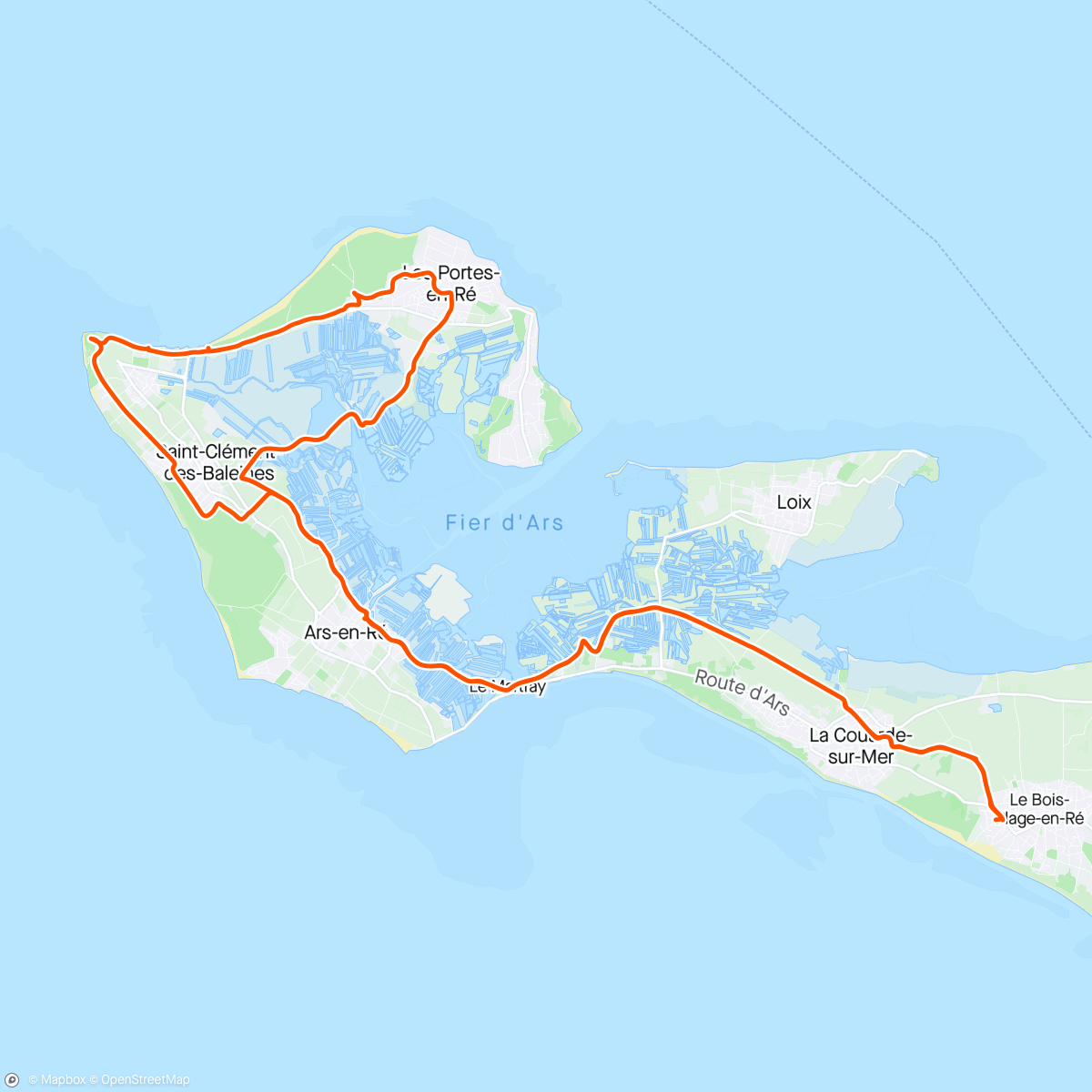 Carte de l'activité Balade vélo à l’île de Ré ☀️😎🚴🏼‍♂️🚴🏻🚴‍♀️🚴🏼‍♂️