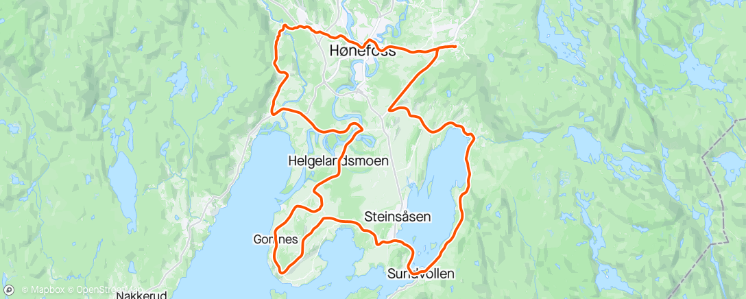 Map of the activity, Steinsfjorden - Røyse - Ask - Sandaker