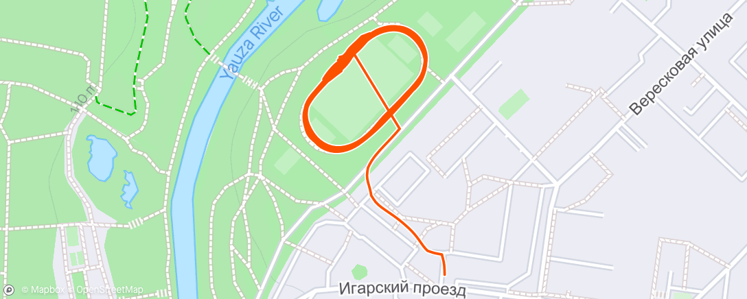 Map of the activity, 800m Repeats with Runna ✅