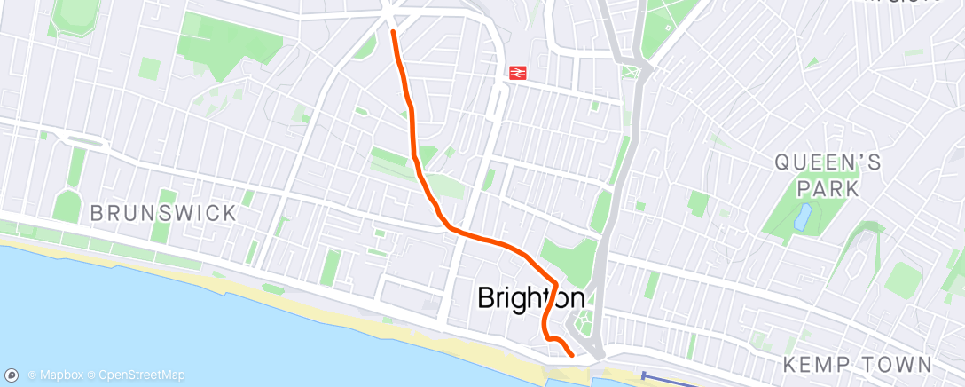 Map of the activity, jog up the hill