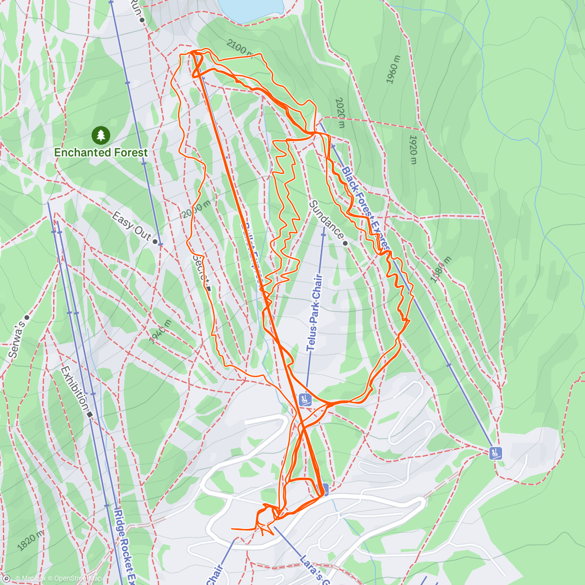 Map of the activity, Lunch Ride