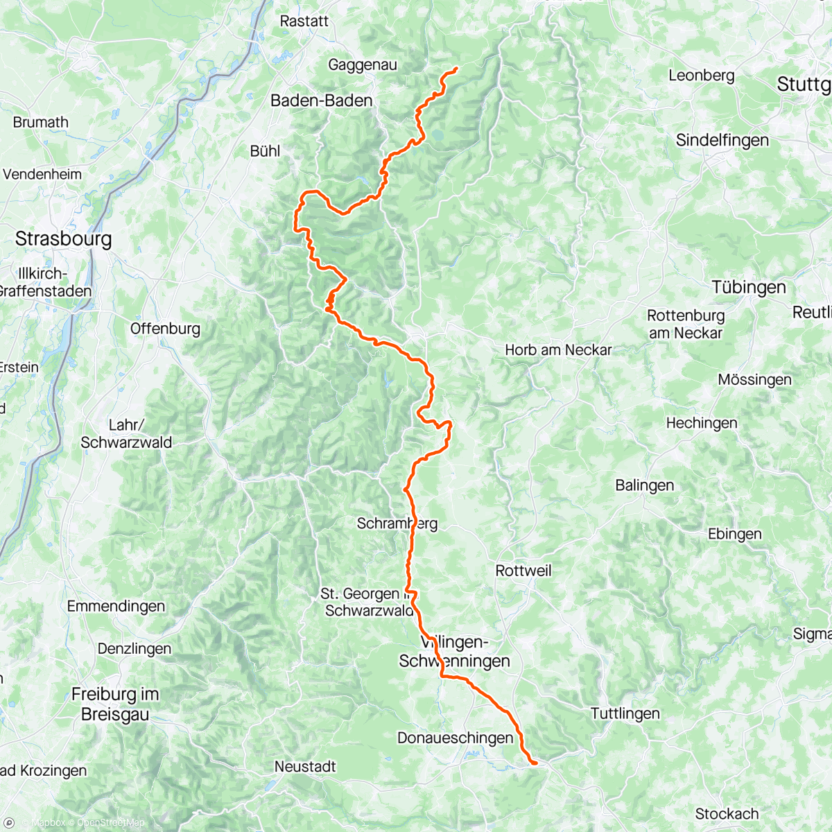 Map of the activity, Day2: Schwarzwaldradweg von Dobel nach Hause