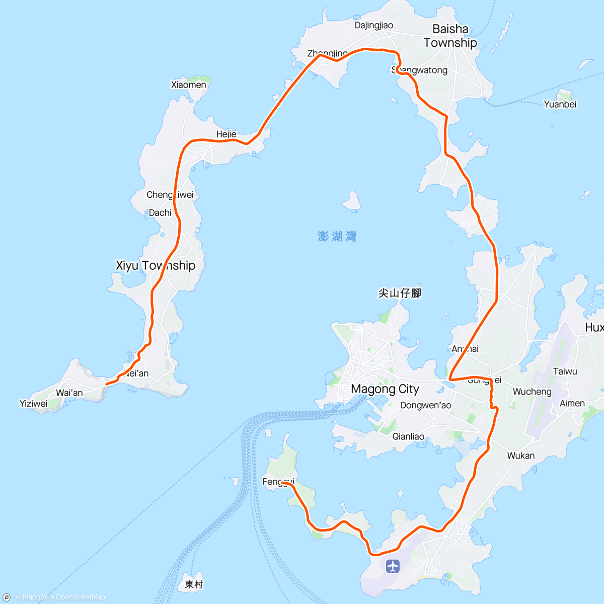 Карта физической активности (ROUVY - Xiju to Magong | Penghu | Taiwan)