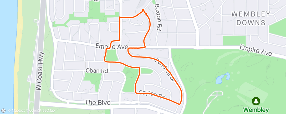 Map of the activity, Easy short hill ride