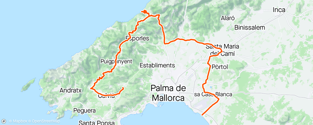 Map of the activity, Mallorca dag 7.  Part One