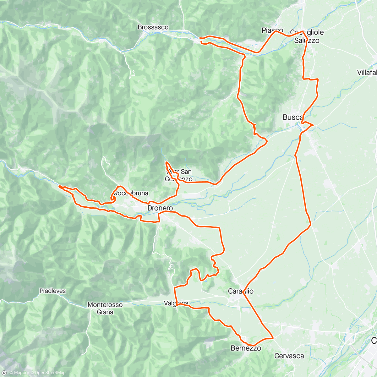 Map of the activity, GP Liberazione Venasca