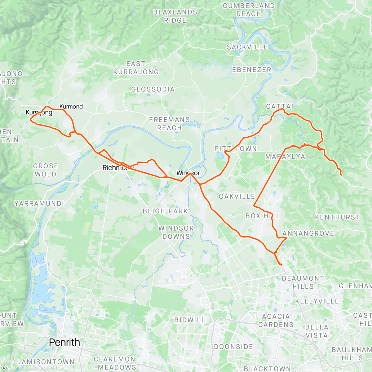 Map of the activity, NWSCC ANZAC DAY Ride