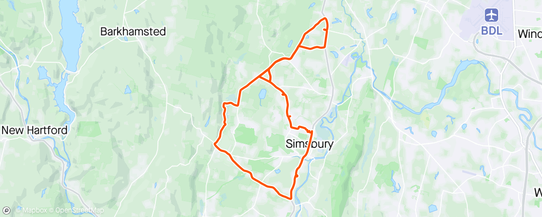 Map of the activity, SingleSpeed in Simsbury because