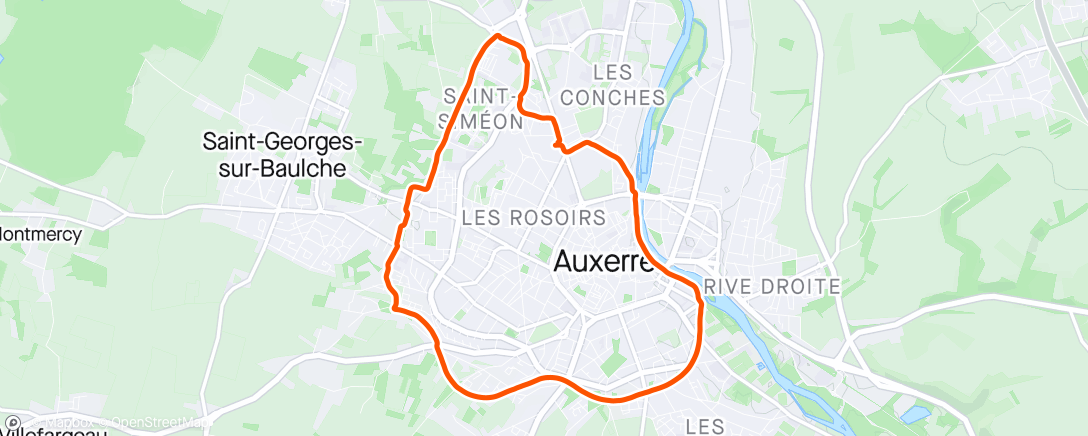 Mapa de la actividad, Course à pied dans l'après-midi