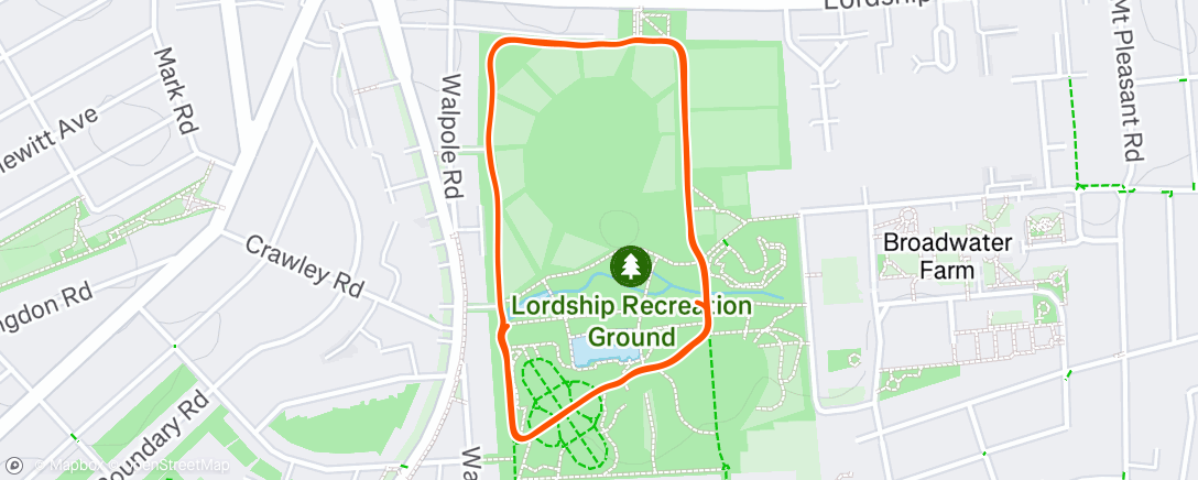 Map of the activity, Parkrun