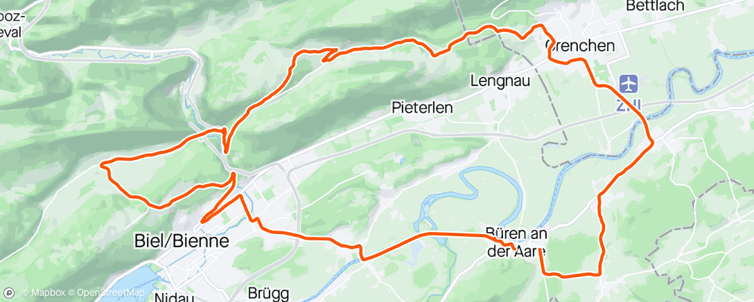 Mapa de la actividad, Evilard - Orvin - Plänsch - Grenchen - Oberwil