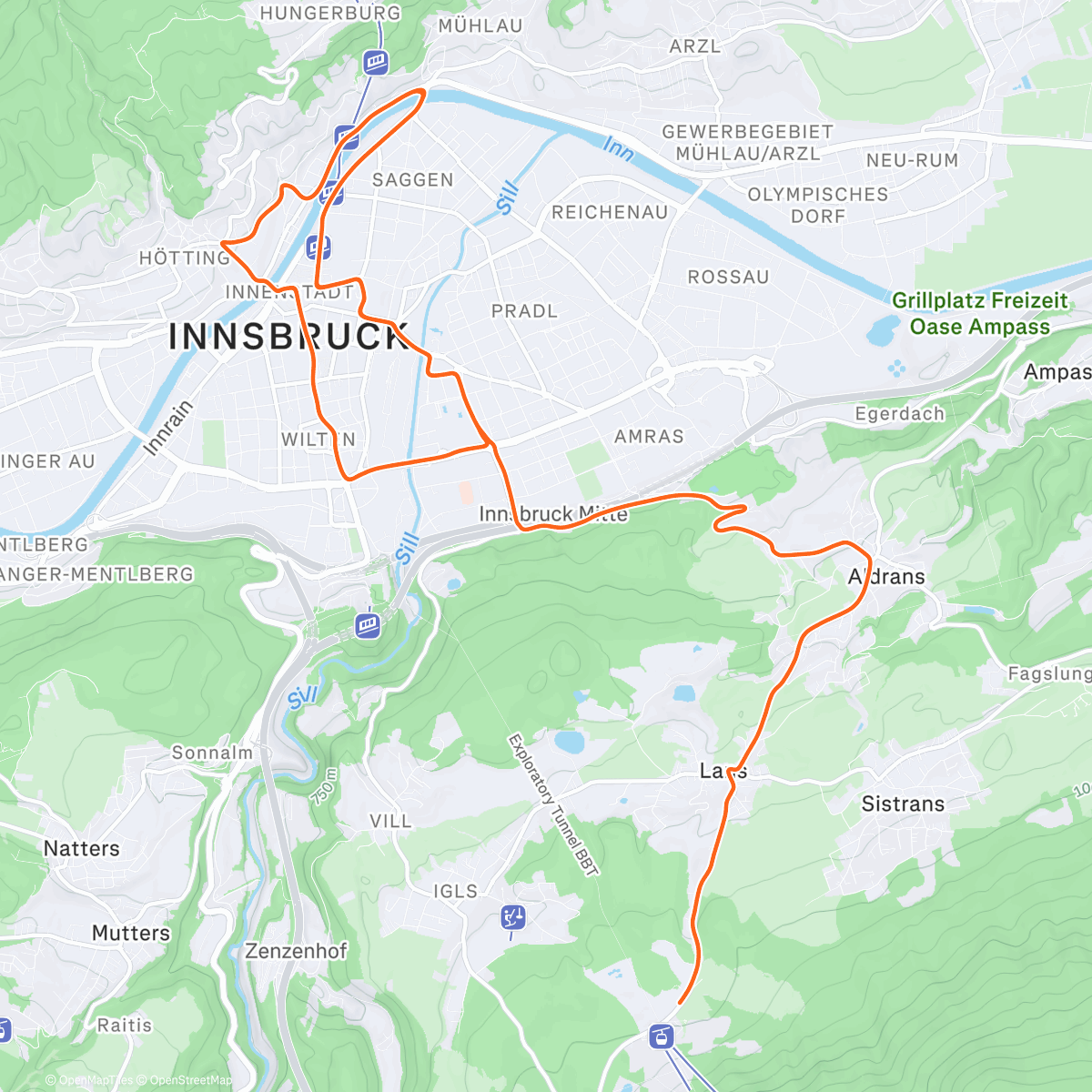 Map of the activity, Zwift - Melange on Innsbruck KOM After Party in Innsbruck