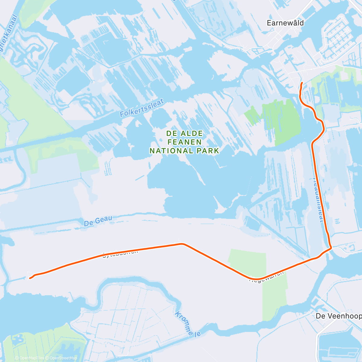Map of the activity, Kinomap - 13 juli 2023 Nationaal Park de Alde Feanen (Friesland)