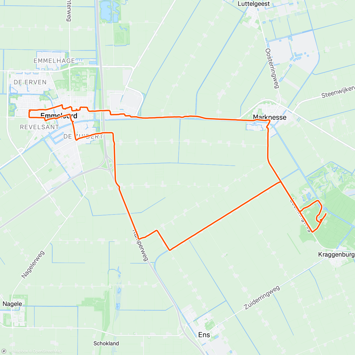 Kaart van de activiteit “Ochtendrit op gravelbike Diversen in Emmeloord”
