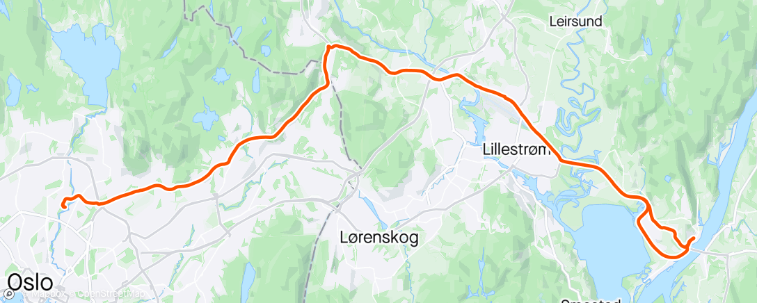 Map of the activity, Fetsund med punktering Kjeller tilbaketuren😡