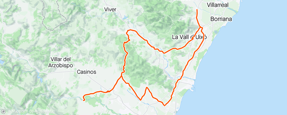 Mapa de la actividad (Brevet 200 Betxí - Pedralba)