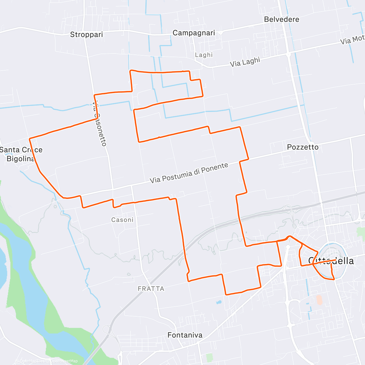 Map of the activity, Maratonina della Città Murata