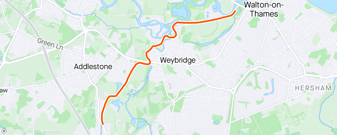 Map of the activity, Addlestone to West Byfleet