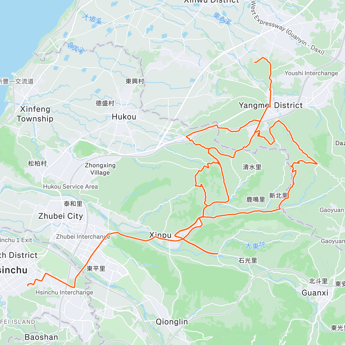 Map of the activity, 楊梅湖口後山5P 騎乘