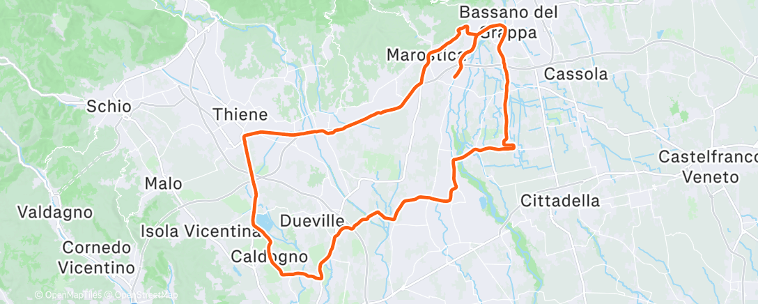 Map of the activity, Cycling
