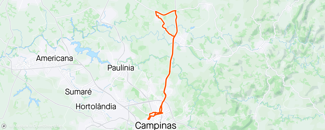 Map of the activity, Treino solo - Holambra