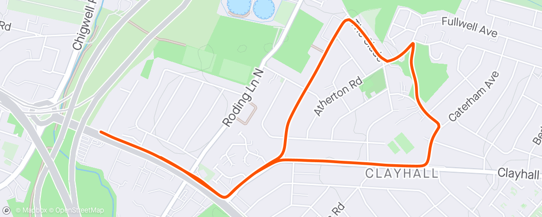 Map of the activity, 5k Fast Steady - 1 x Lap Clayhall Loop