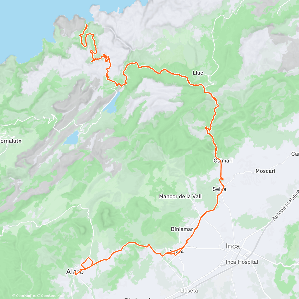 Map of the activity, Velocamp Mallorca - Day 5