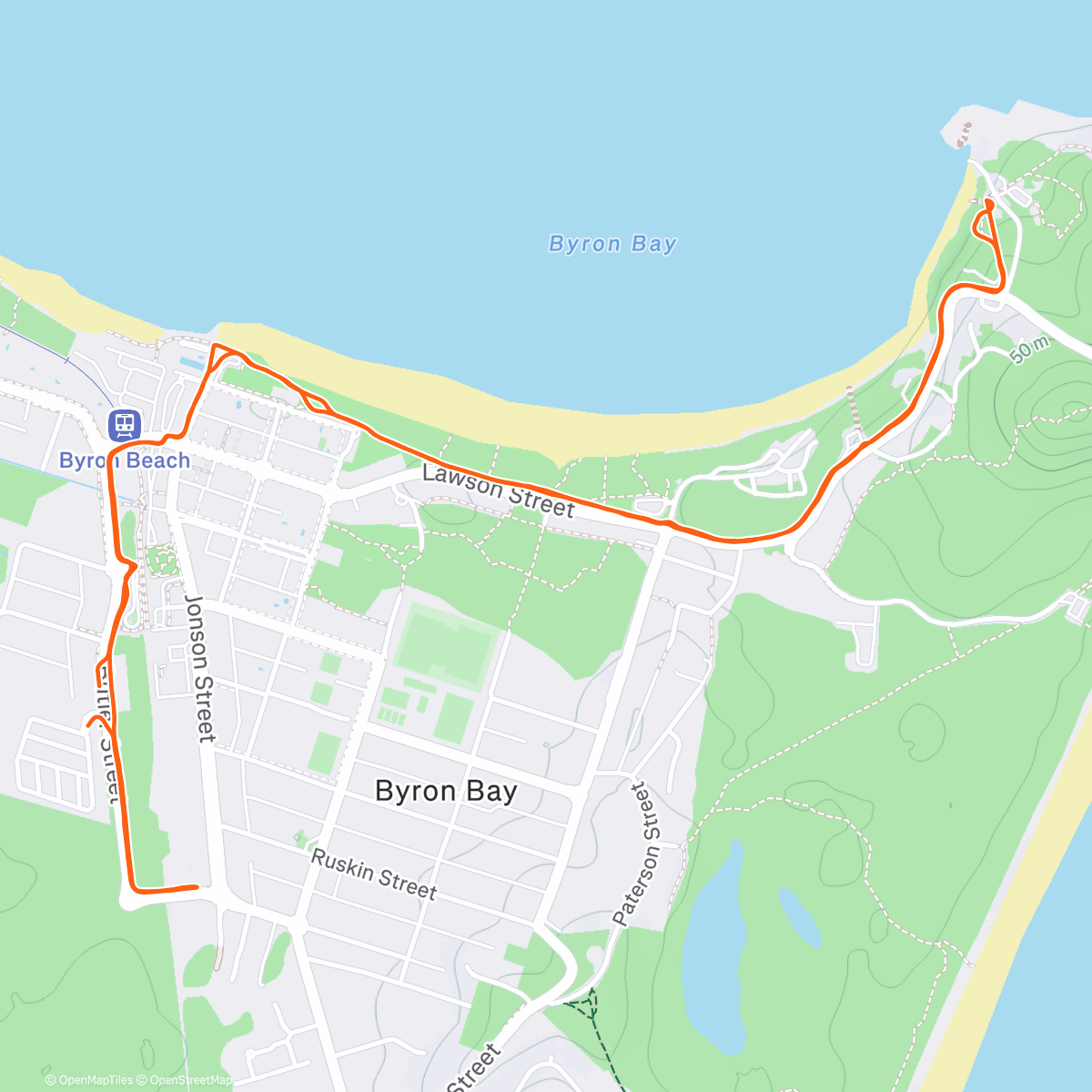 Map of the activity, Morning Run in Byron