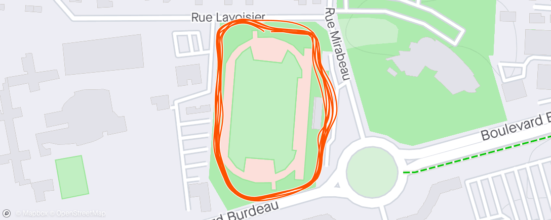 Map of the activity, Warm up 400m haies