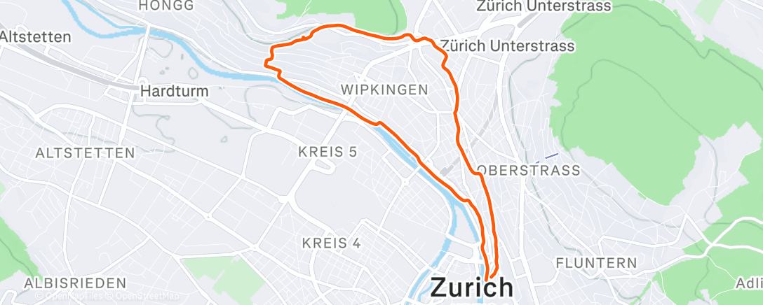Map of the activity, Mittagslauf