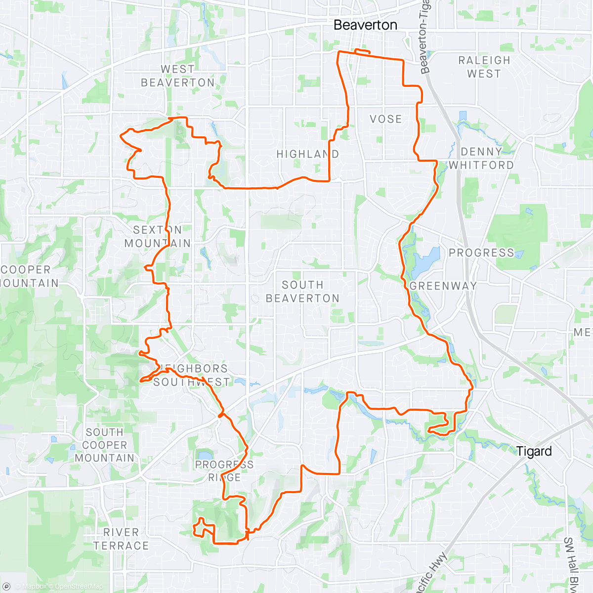 Map of the activity, Beaverton Mountain Biking