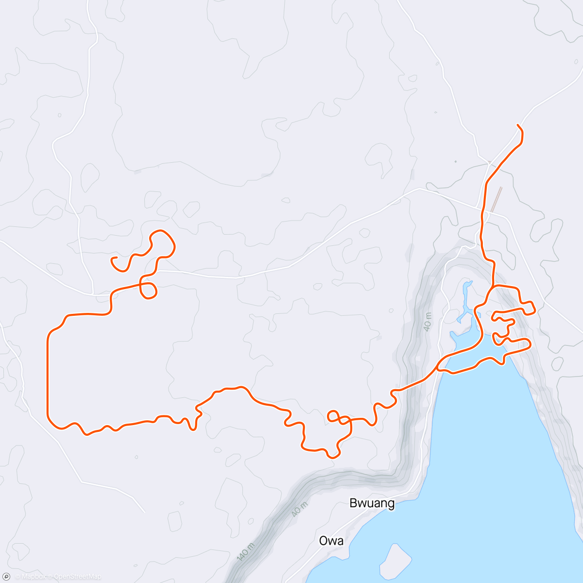 Karte der Aktivität „Zwift - 65 minutes @ 60% ftp in Makuri Islands”