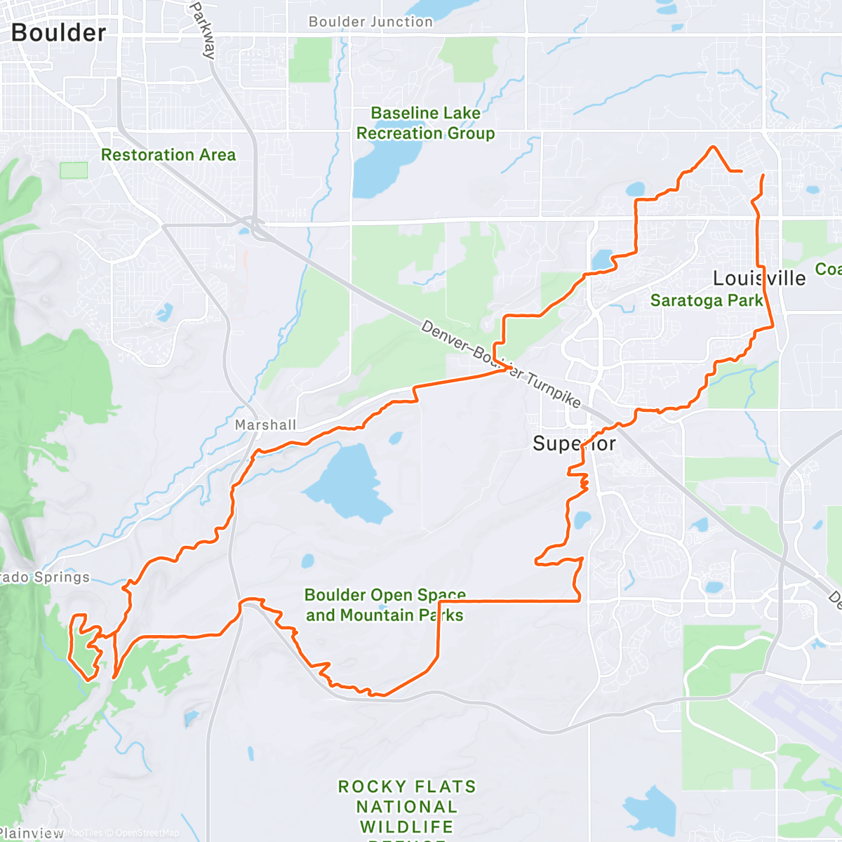 Map of the activity, Lunch Mountain Bike Ride