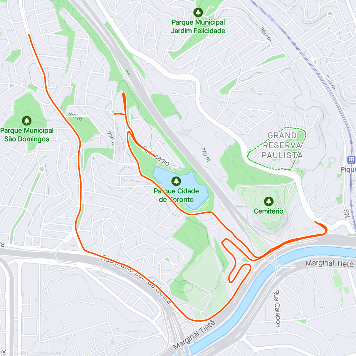 Map of the activity, 8km leve pos treino de inferiores