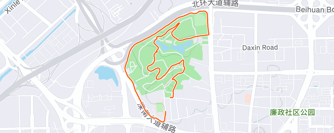 Map of the activity, 晚间跑步