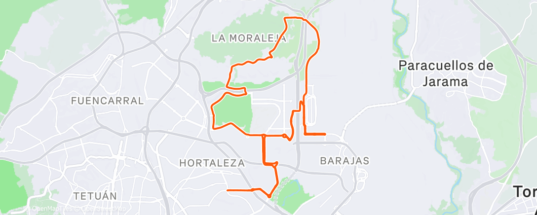 Map of the activity, Bicicleta por la tarde