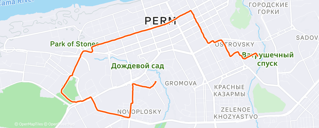 Map of the activity, Дневной забег