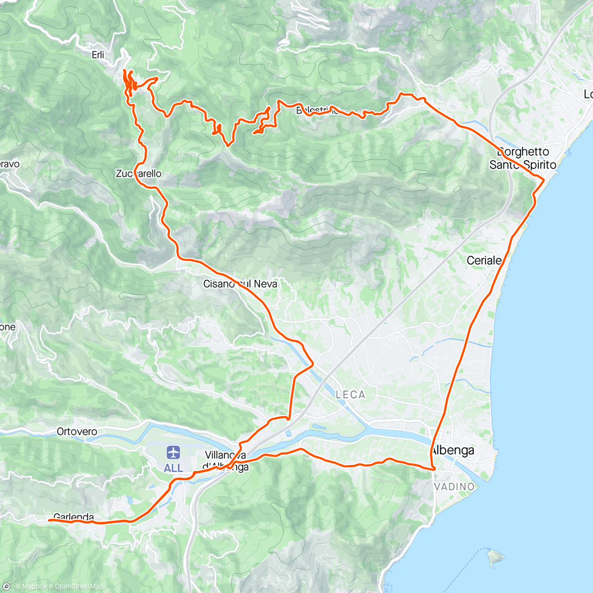 Map of the activity, Liguria due