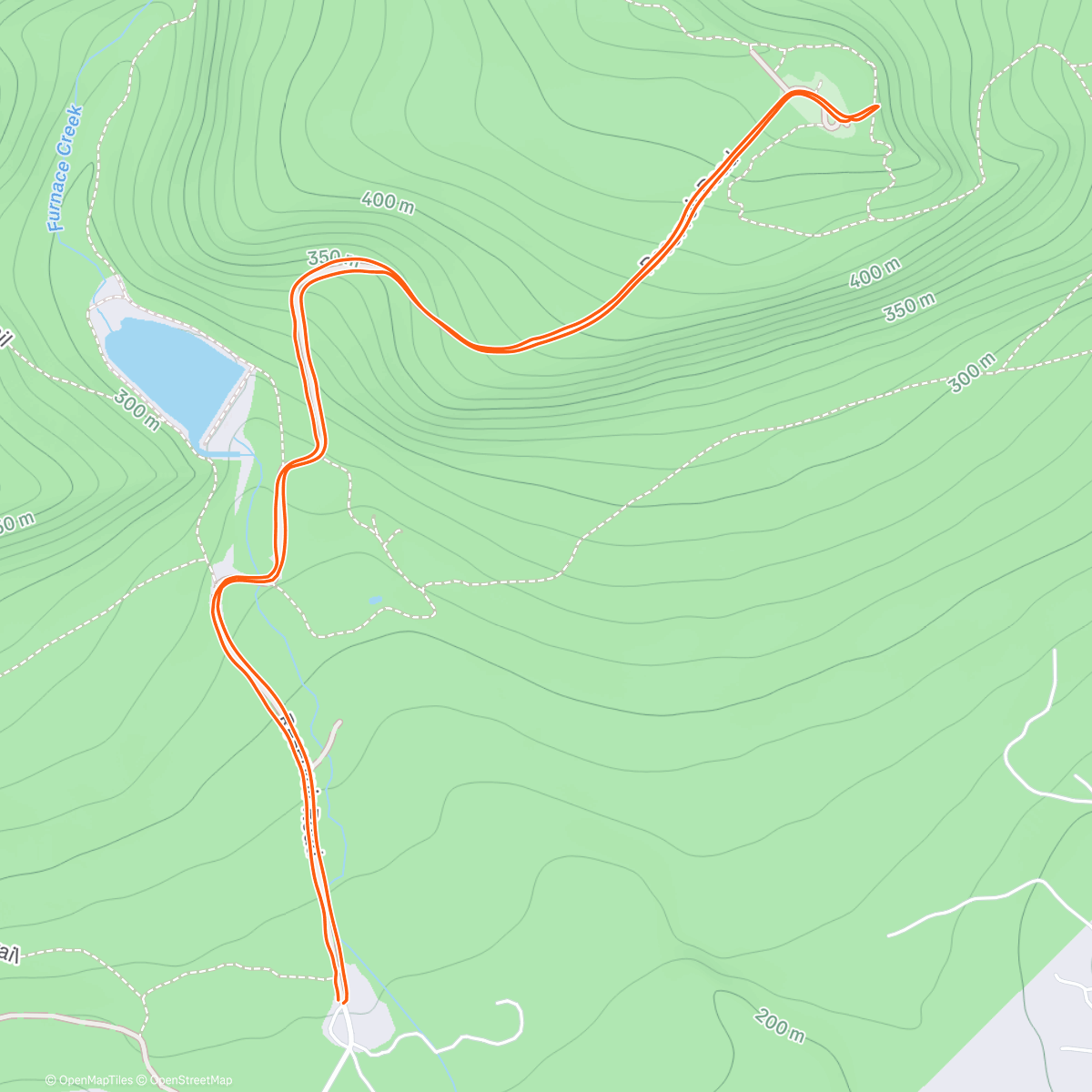 Map of the activity, Wednesday night hike