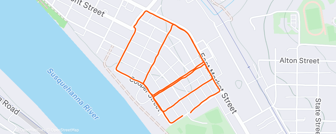 Map of the activity, Afternoon Run