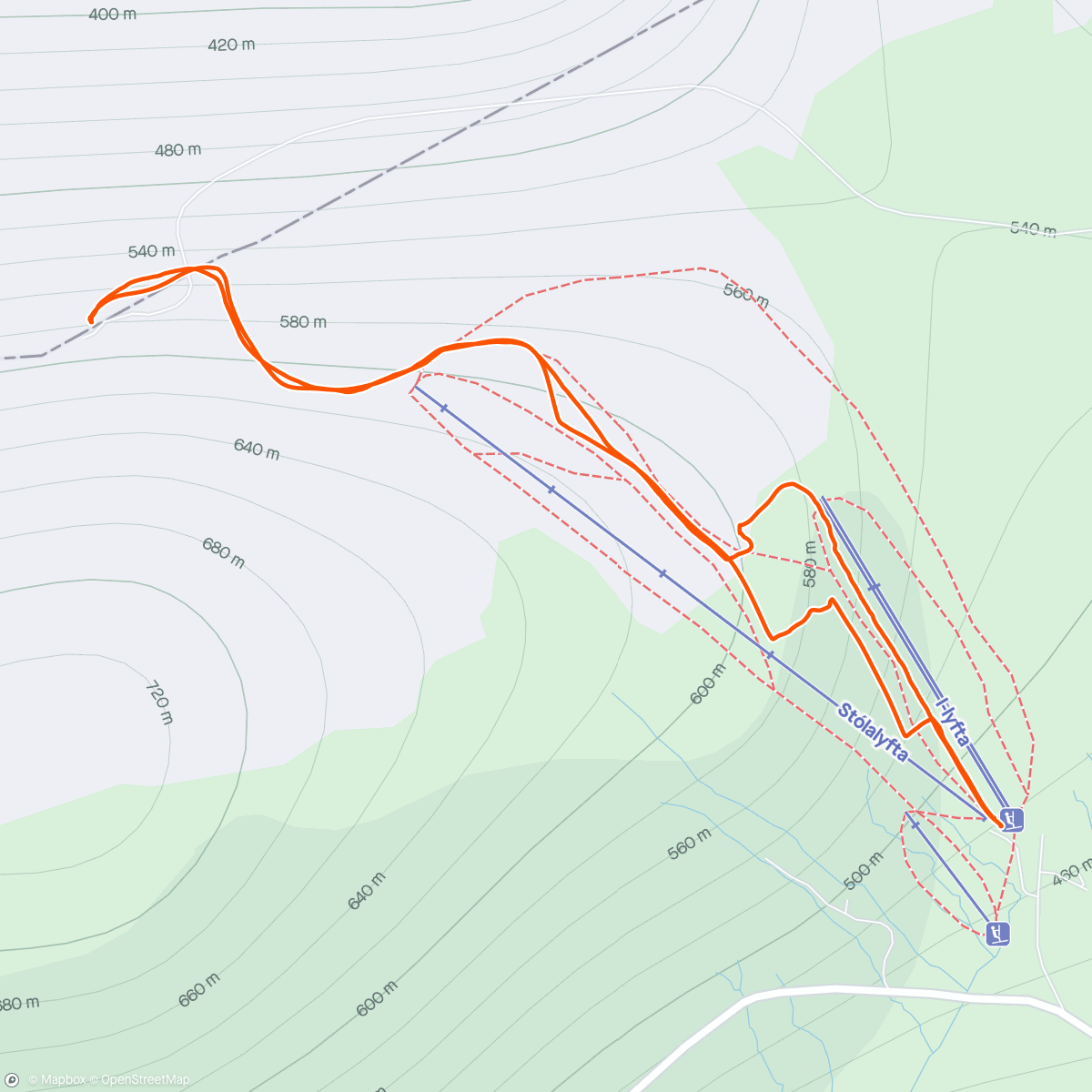 アクティビティ「Evening Backcountry Ski」の地図