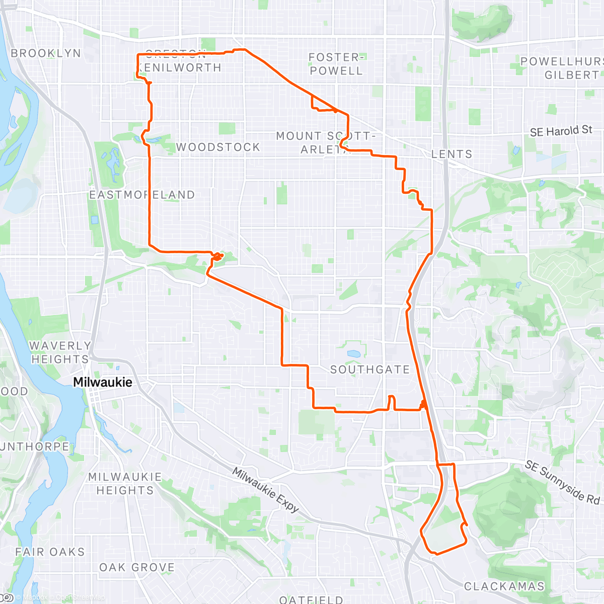 Map of the activity, Foster Night Ride