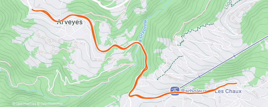 Map of the activity, Afternoon Run