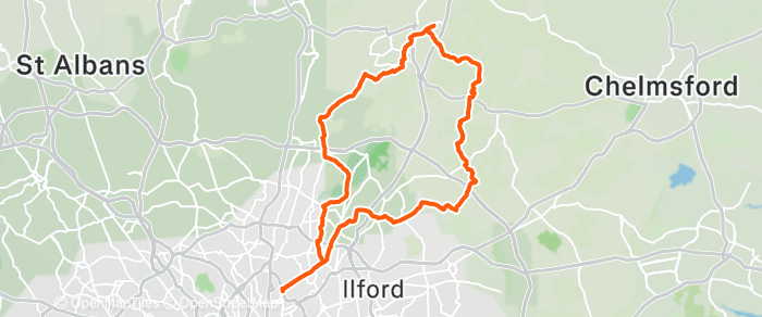 Route map for HARLOW – MAYFIELD FARM BAKERY – G1/2 56MI 2175FT G3 46MI 1550FT
