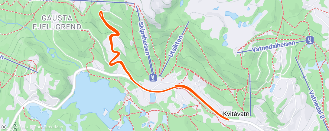 Map of the activity, 4x4min +/- bakkeintervall