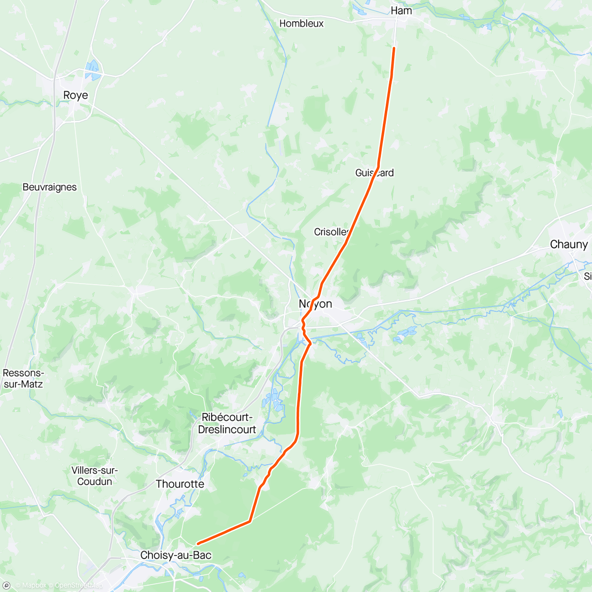 Map of the activity, ROUVY - Compiegne to Roupy | France