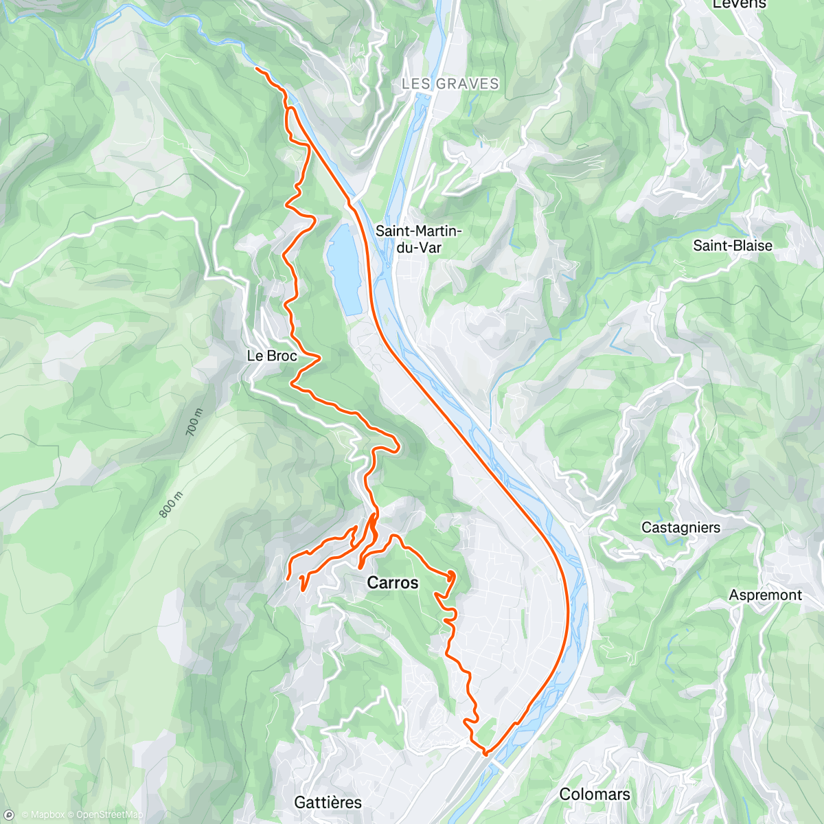 Map of the activity, Var dalen, op til Carros Village og olivenlunden omloop :)