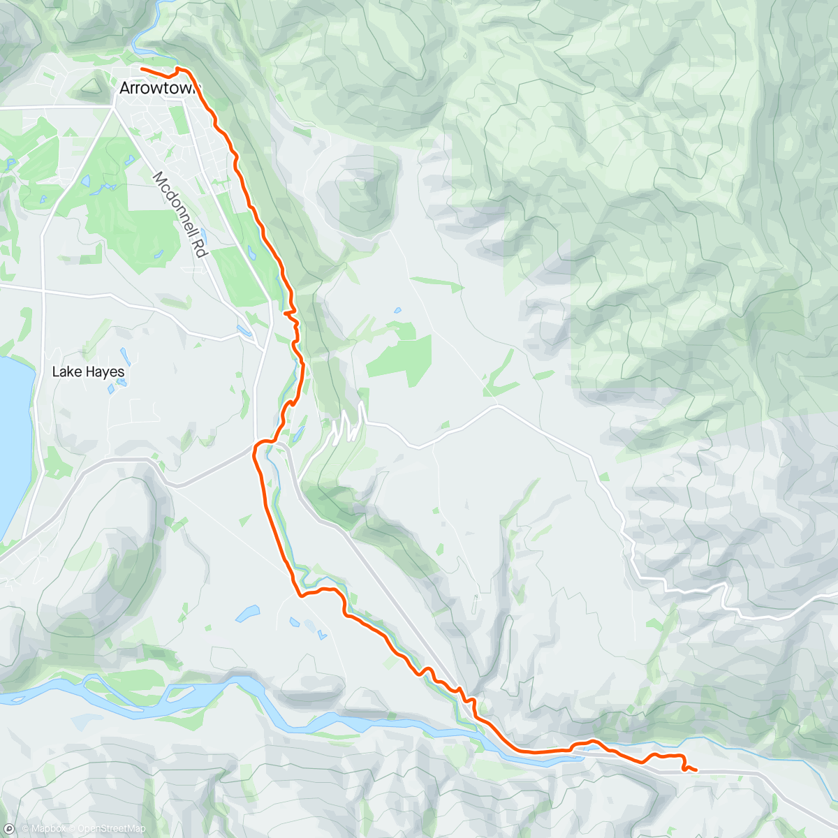 Map of the activity, Arrowtown to Gibbston