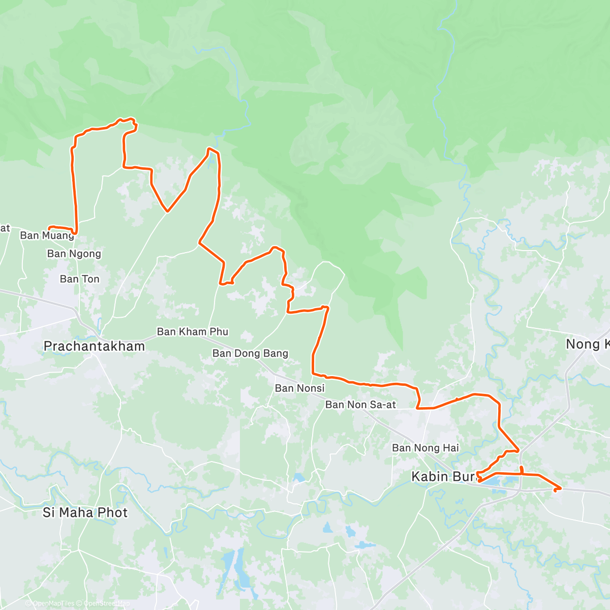 Map of the activity, TTXC251213 Prachantakam to Kabinburi