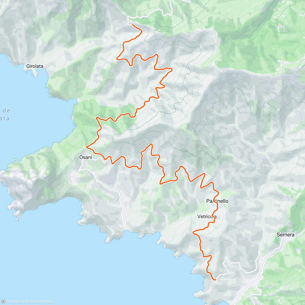 Map of the activity, ROUVY - Palmarella to Partinello | Corsica